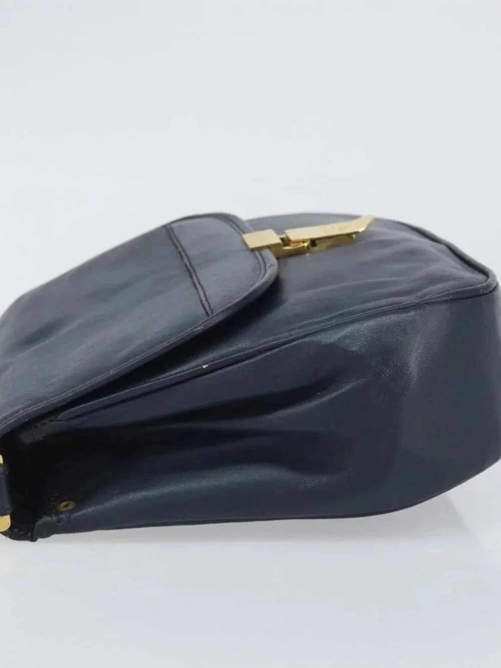 Christian Dior Shoulder Bag Leather Navy Gold Auth bs33272 - Picture 5 of 16